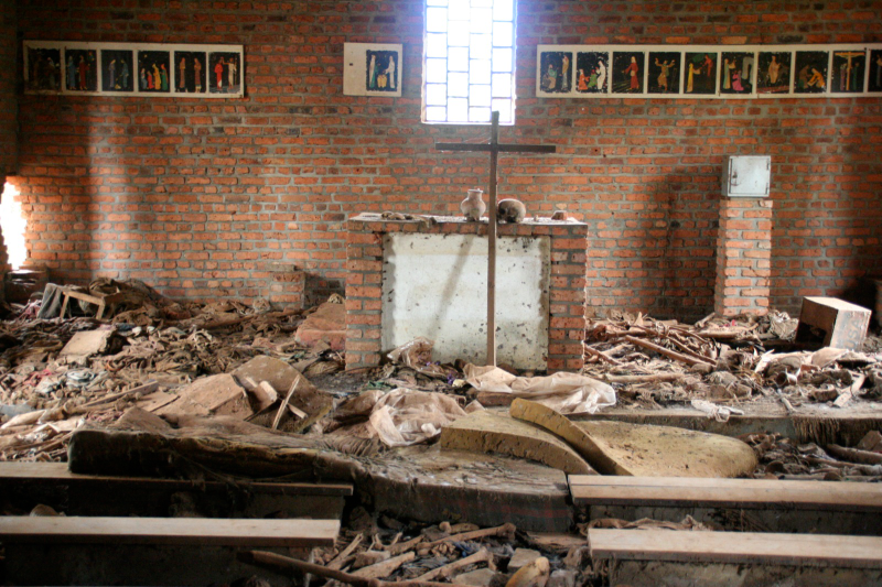 Estado de una iglesia donde se escondían refugiados. Wikimedia Commons